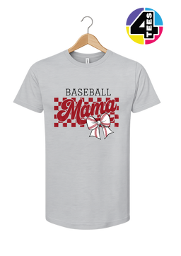 Baseball Mama Checkered Bow Design