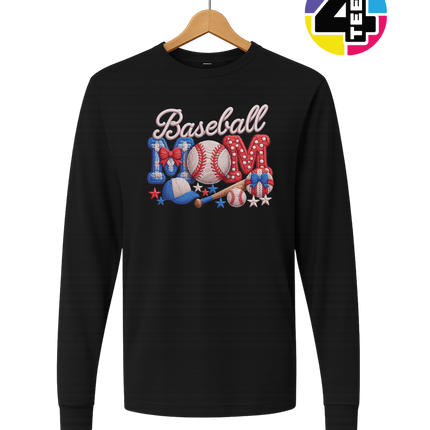 Baseball Mom Faux Yarn Long Sleeve Tee