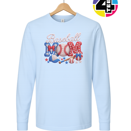 Baseball Mom Faux Yarn Long Sleeve Tee