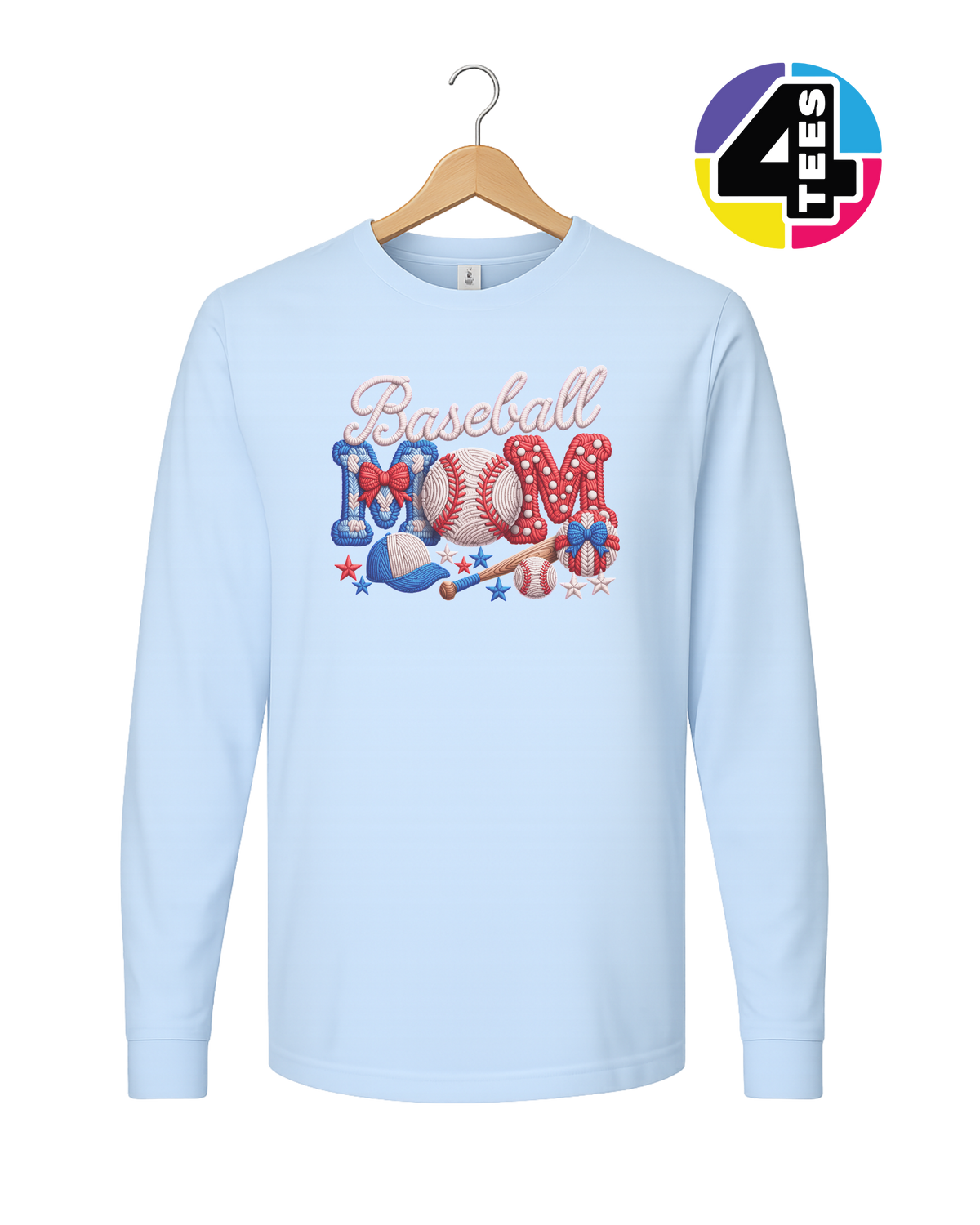 Baseball Mom Faux Yarn Long Sleeve Tee