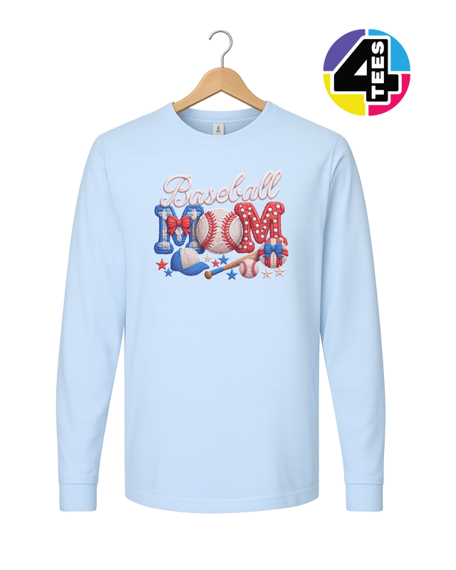Baseball Mom Faux Yarn Long Sleeve Tee
