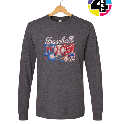 Baseball Mom Faux Yarn Long Sleeve Tee