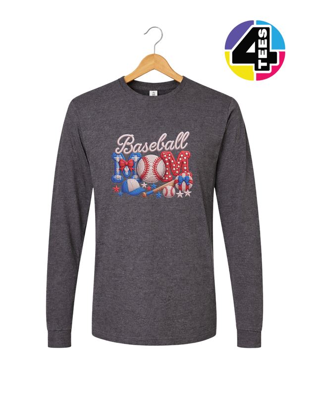 Baseball Mom Faux Yarn Long Sleeve Tee