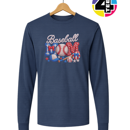 Baseball Mom Faux Yarn Long Sleeve Tee