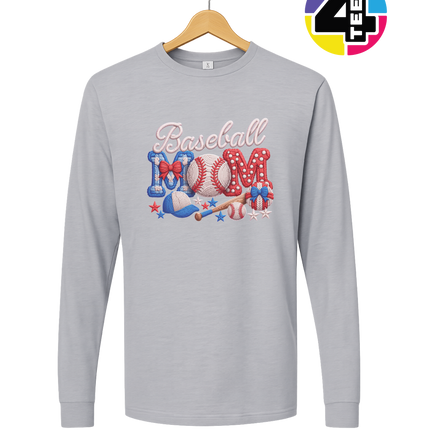 Baseball Mom Faux Yarn Long Sleeve Tee