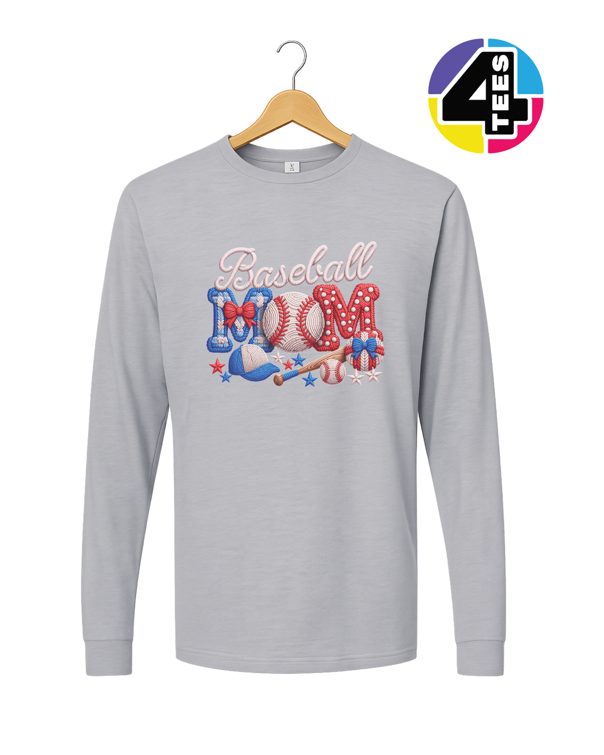Baseball Mom Faux Yarn Long Sleeve Tee