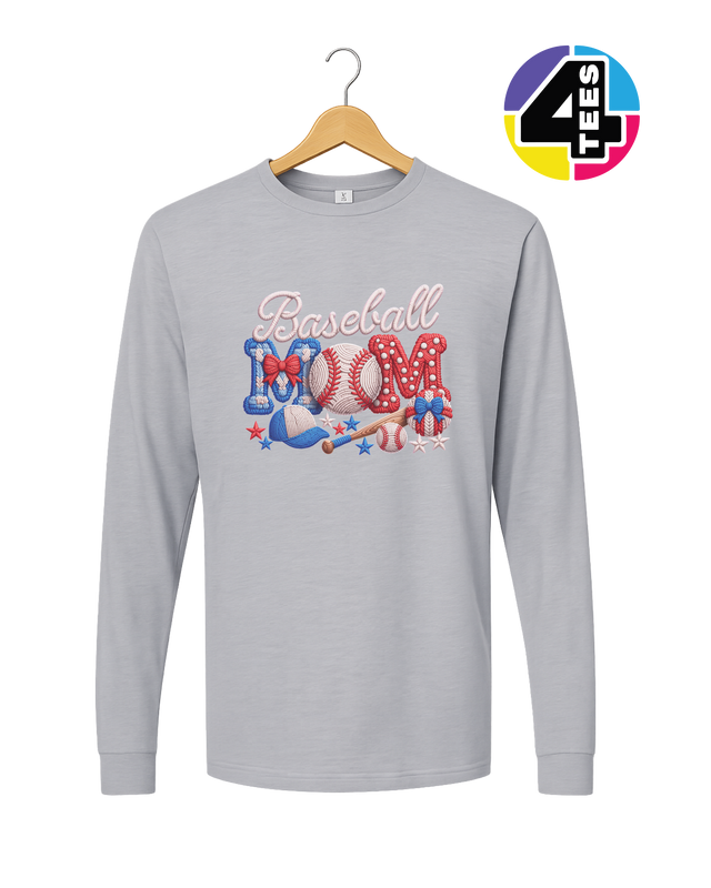 Baseball Mom Faux Yarn Long Sleeve Tee