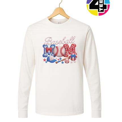 Baseball Mom Faux Yarn Long Sleeve Tee