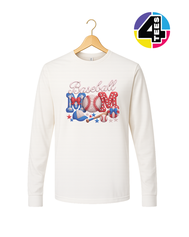 Baseball Mom Faux Yarn Long Sleeve Tee