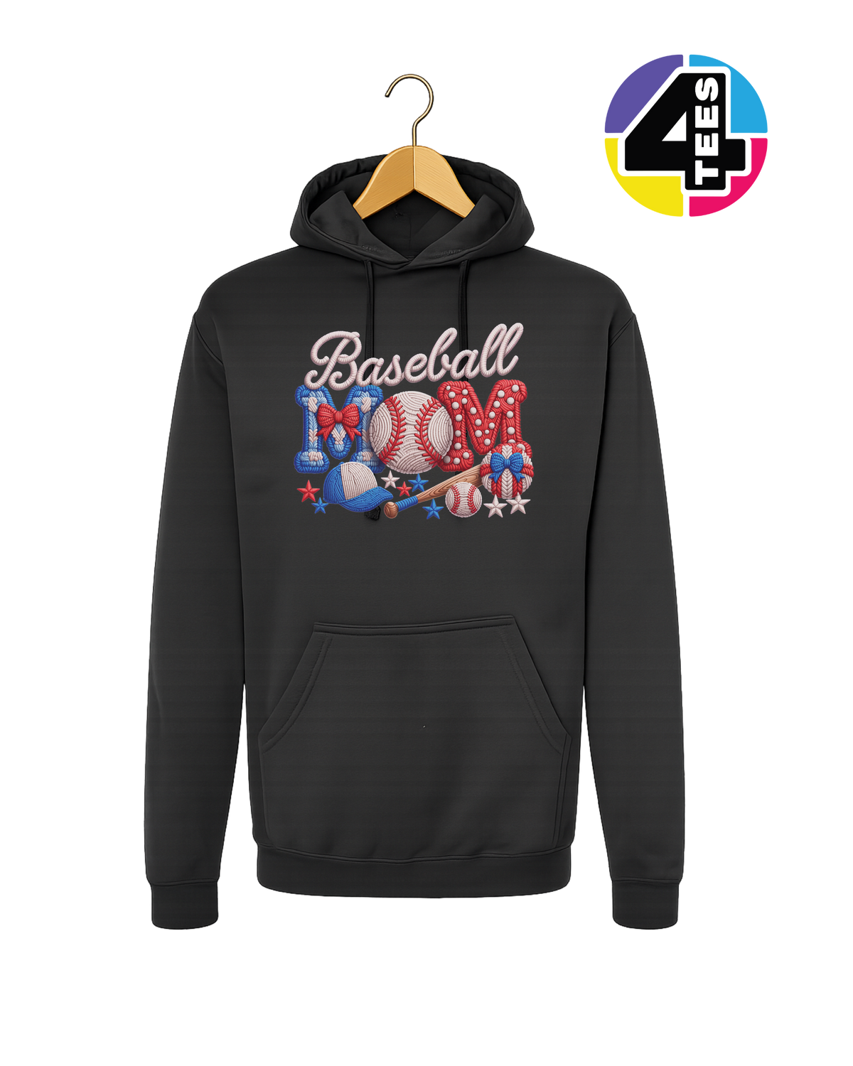 Baseball Mom Faux Yarn Hoodie