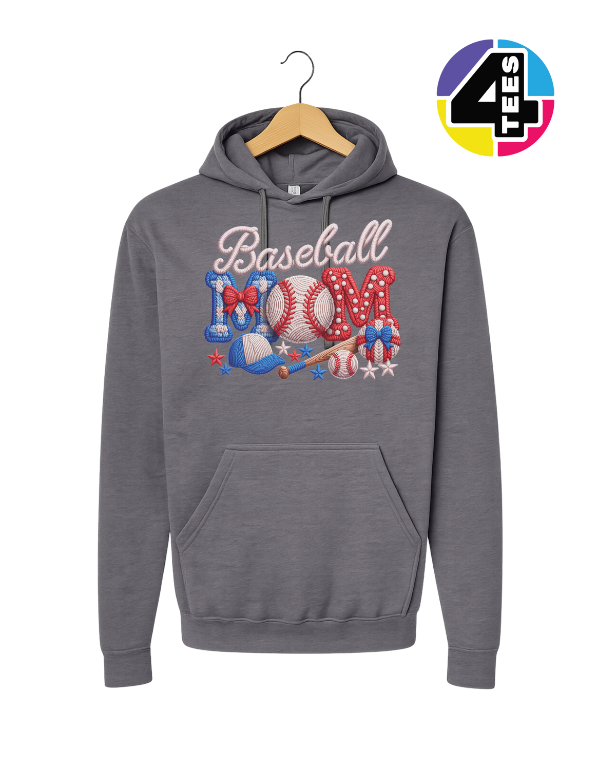 Baseball Mom Faux Yarn Hoodie