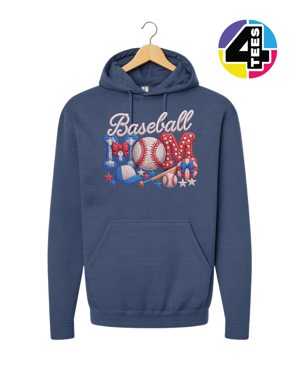 Baseball Mom Faux Yarn Hoodie