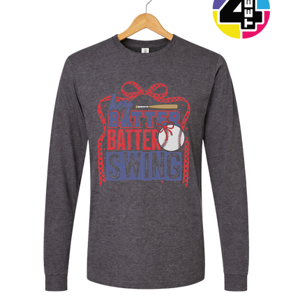 Hey Batter Batter Swing Bow Vibes Long Sleeve Tee