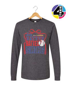 Hey Batter Batter Swing Bow Vibes Long Sleeve Tee
