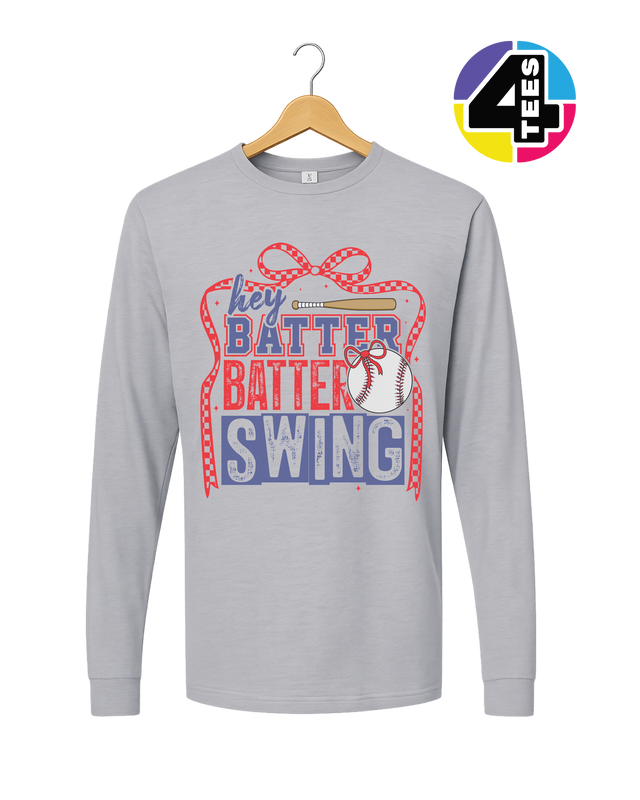 Hey Batter Batter Swing Bow Vibes Long Sleeve Tee