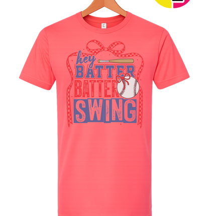 Hey Batter Batter Swing Bow Vibes Tee