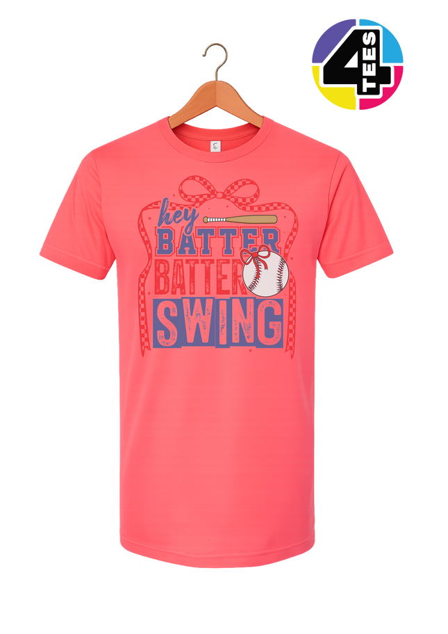 Hey Batter Batter Swing Bow Vibes Tee