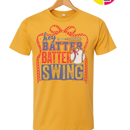 Hey Batter Batter Swing Bow Vibes Tee