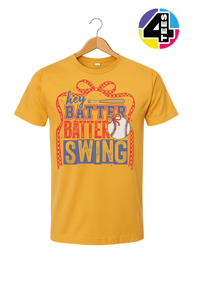 Hey Batter Batter Swing Bow Vibes Tee