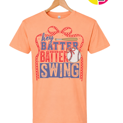 Hey Batter Batter Swing Bow Vibes Tee