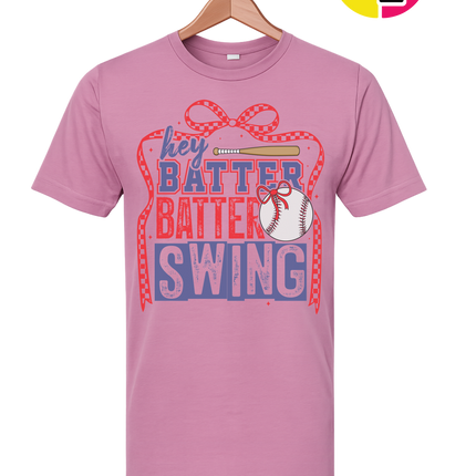 Hey Batter Batter Swing Bow Vibes Tee