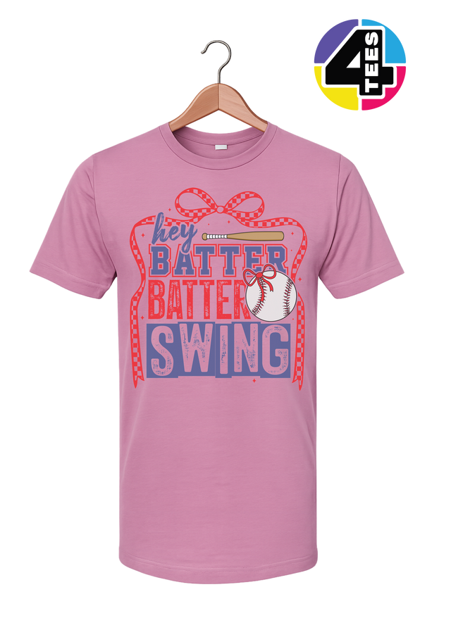 Hey Batter Batter Swing Bow Vibes Tee