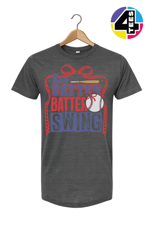 Hey Batter Batter Swing Bow Vibes Tee