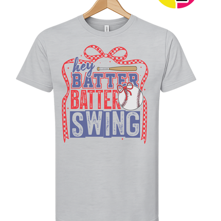 Hey Batter Batter Swing Bow Vibes Tee