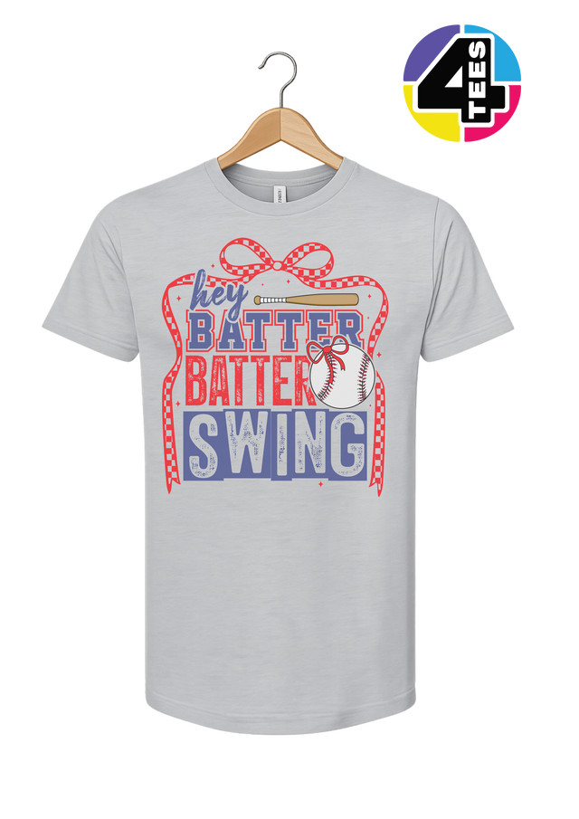 Hey Batter Batter Swing Bow Vibes Tee