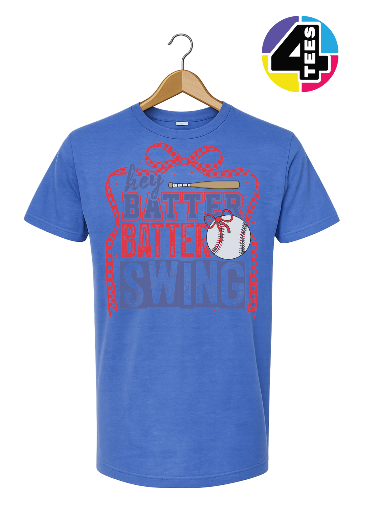 Hey Batter Batter Swing Bow Vibes Tee
