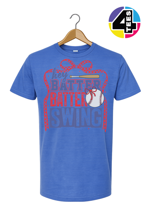 Hey Batter Batter Swing Bow Vibes Tee