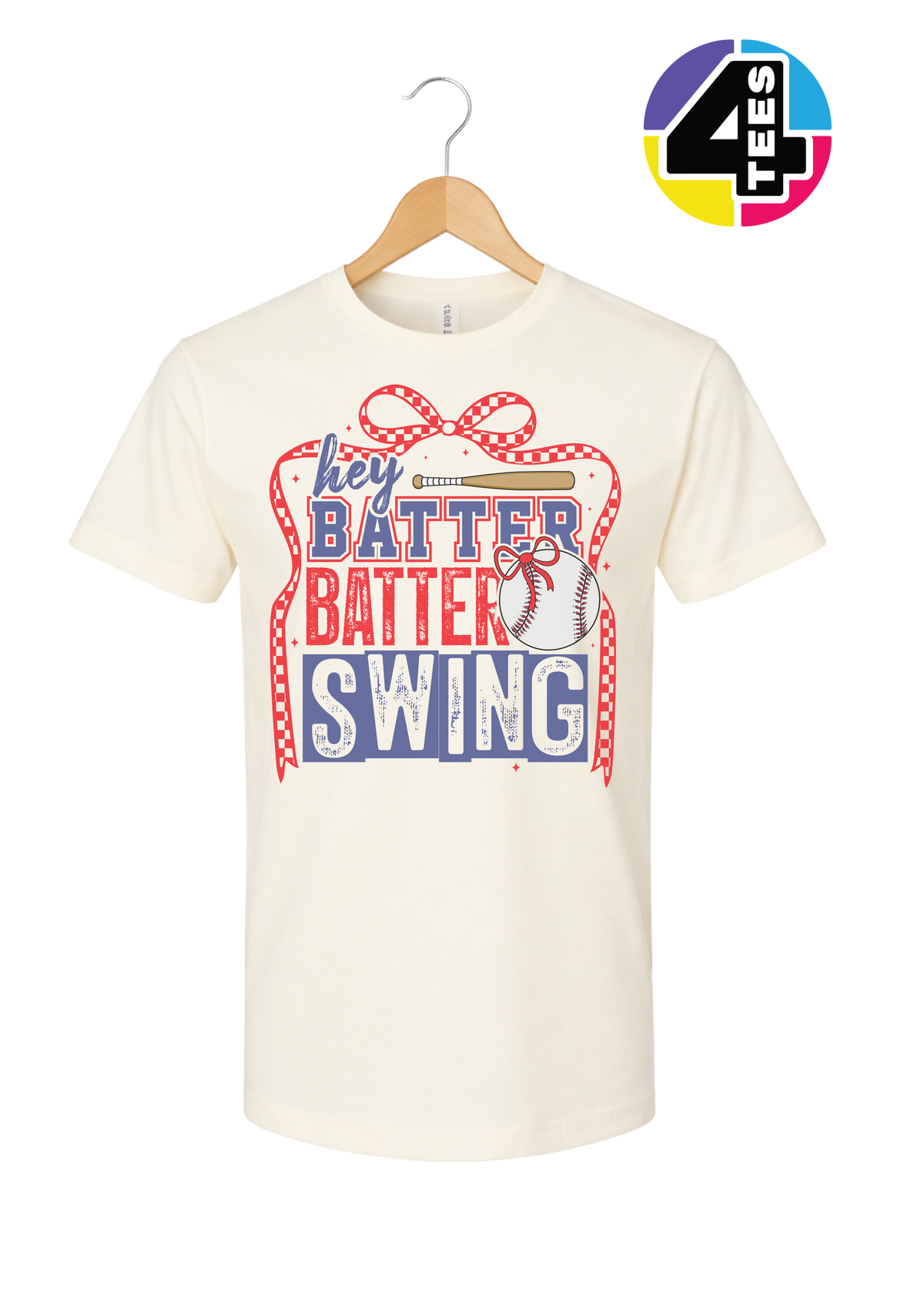 Hey Batter Batter Swing Bow Vibes Tee