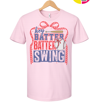 Hey Batter Batter Swing Bow Vibes Tee