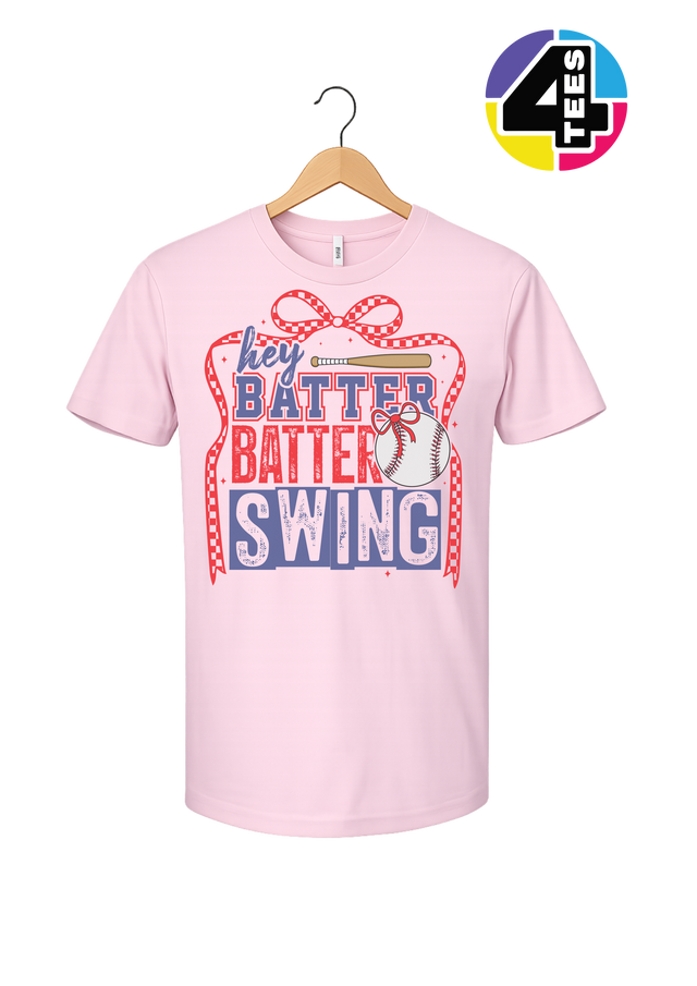 Hey Batter Batter Swing Bow Vibes Tee