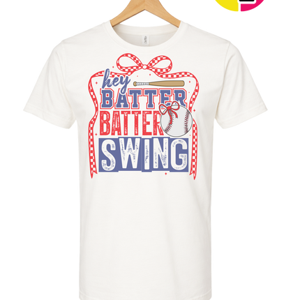 Hey Batter Batter Swing Bow Vibes Tee