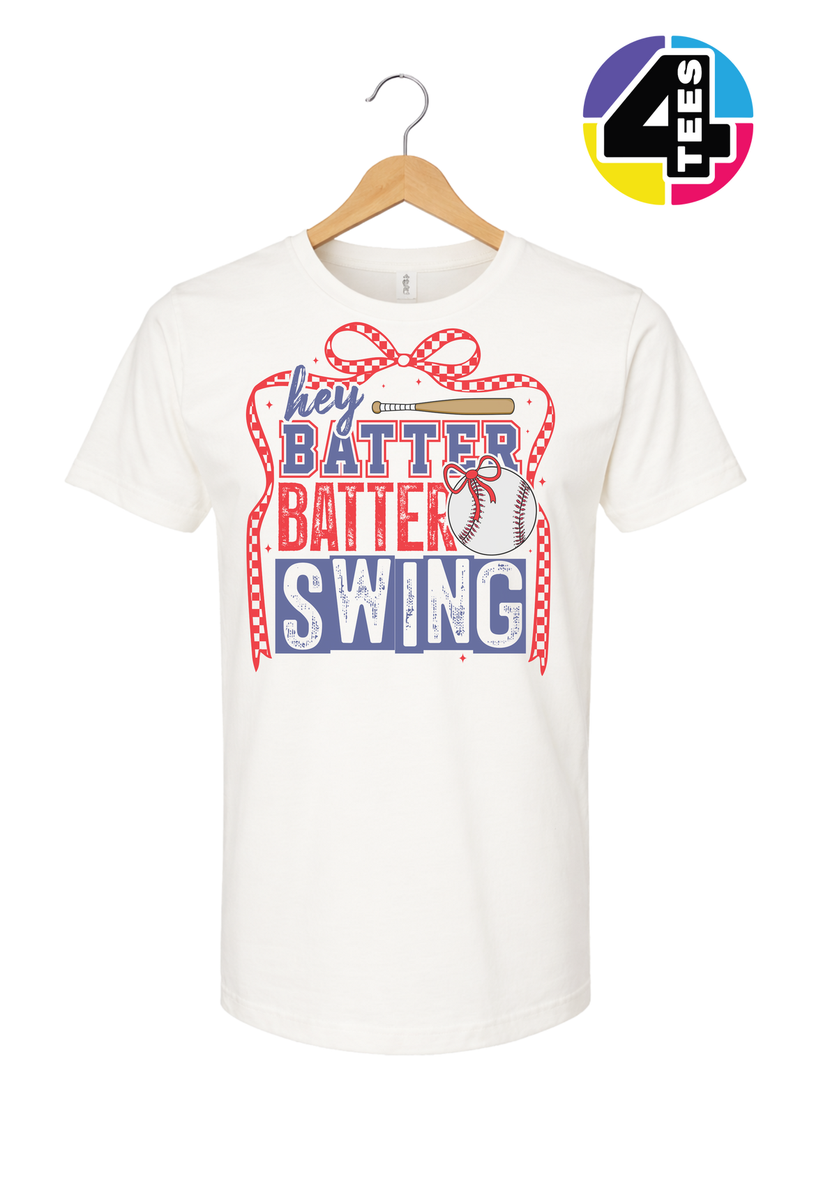Hey Batter Batter Swing Bow Vibes Tee