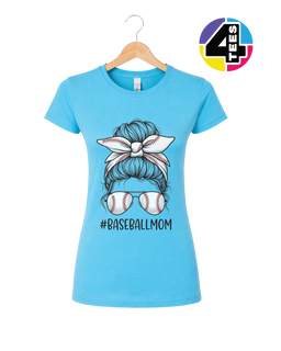 Baseball Mom Messy Bun Women's Tee