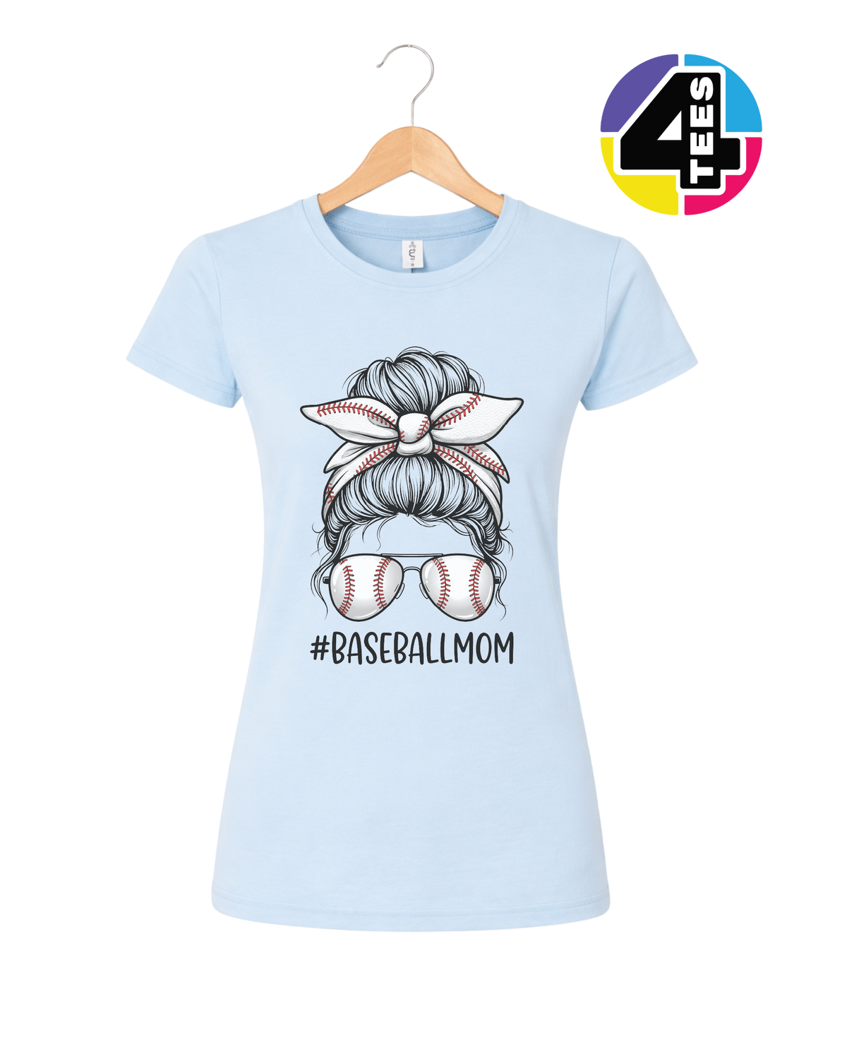 Baseball Mom Messy Bun Women's Tee