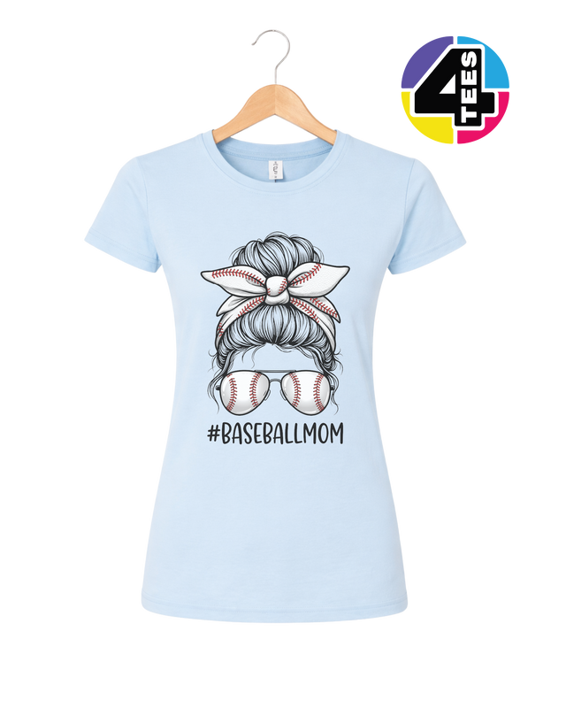 Baseball Mom Messy Bun Women's Tee