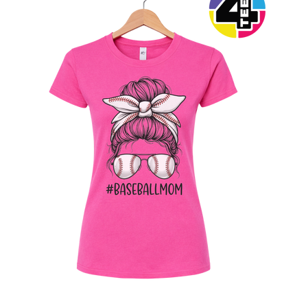 Baseball Mom Messy Bun Women's Tee