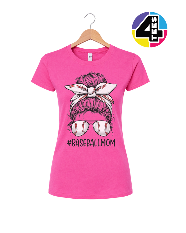 Baseball Mom Messy Bun Women's Tee