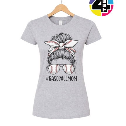 Baseball Mom Messy Bun Women's Tee