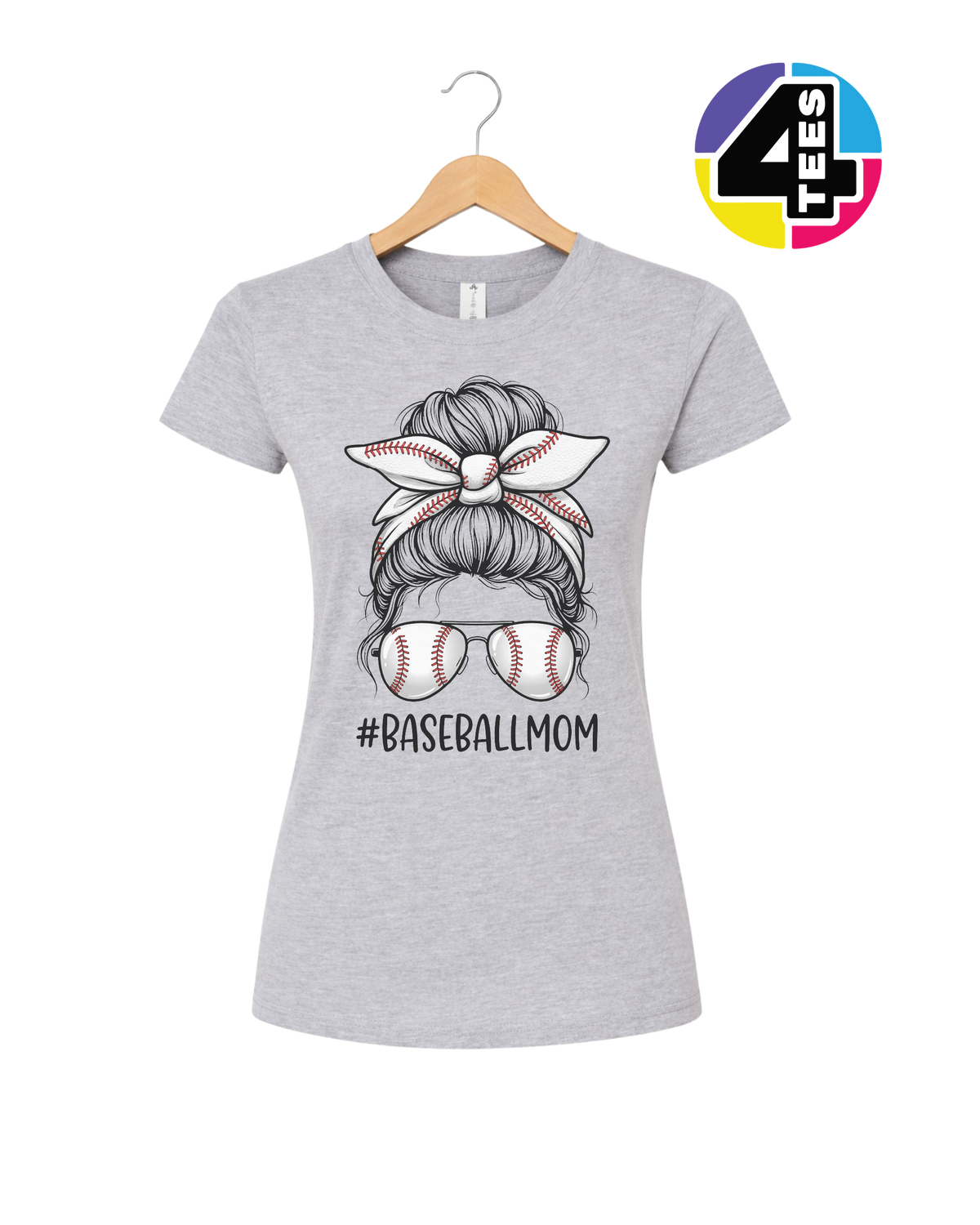 Baseball Mom Messy Bun Women's Tee