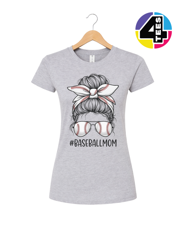 Baseball Mom Messy Bun Women's Tee