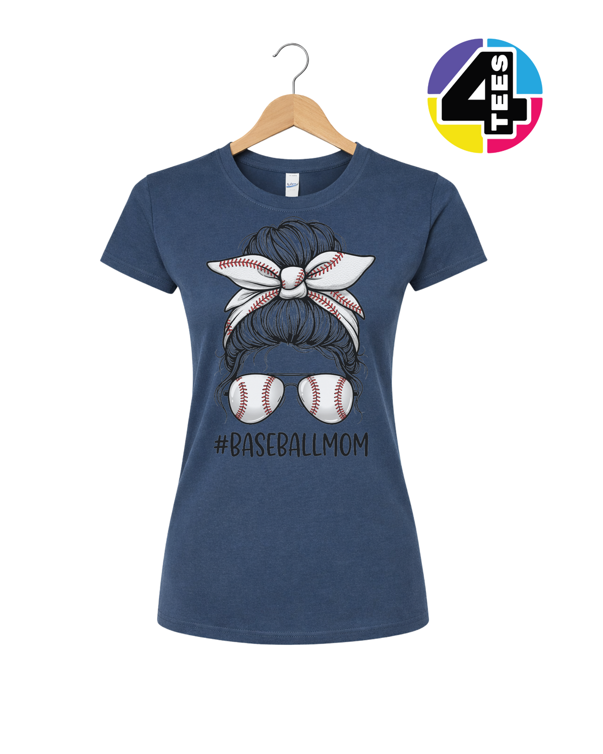 Baseball Mom Messy Bun Women's Tee