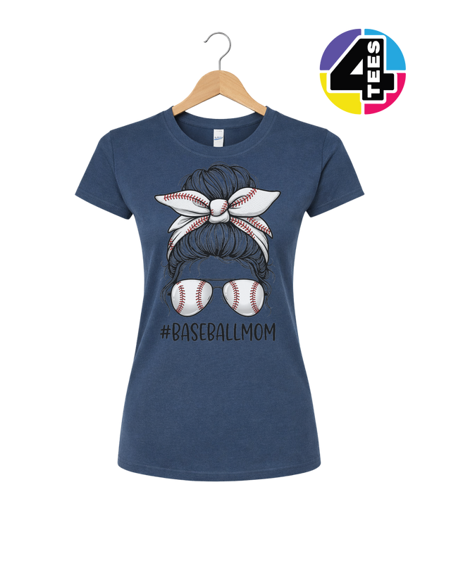 Baseball Mom Messy Bun Women's Tee