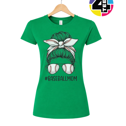 Baseball Mom Messy Bun Women's Tee