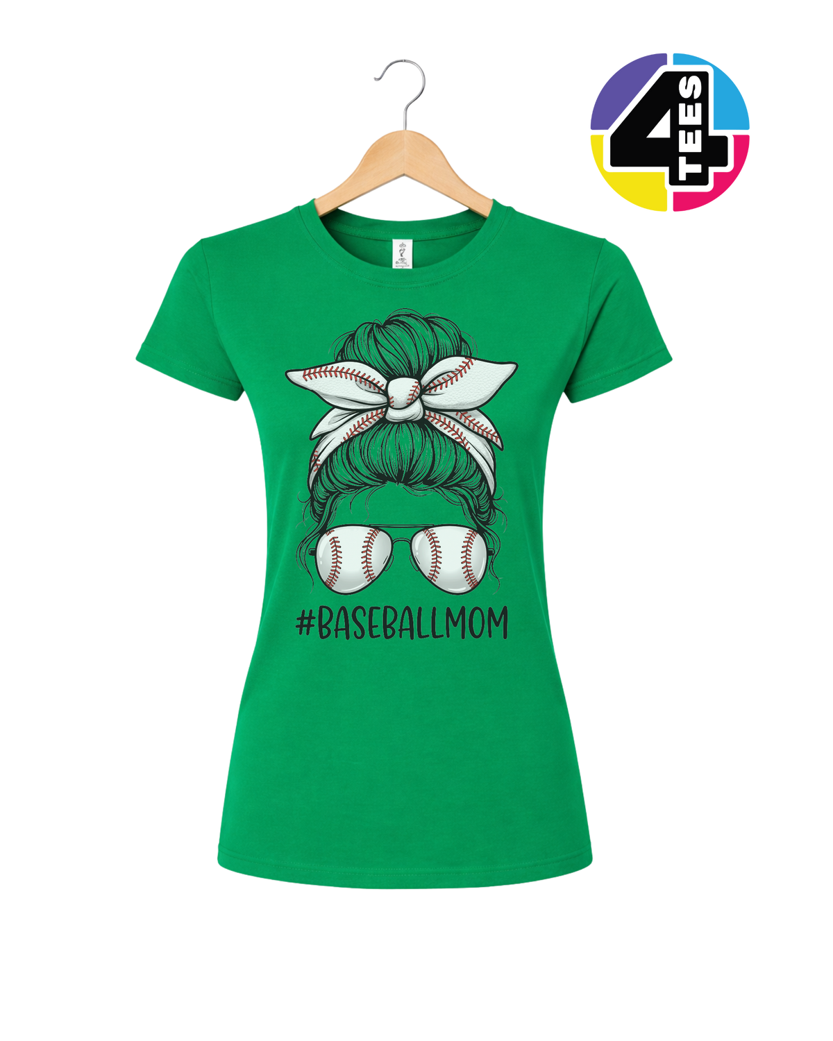 Baseball Mom Messy Bun Women's Tee