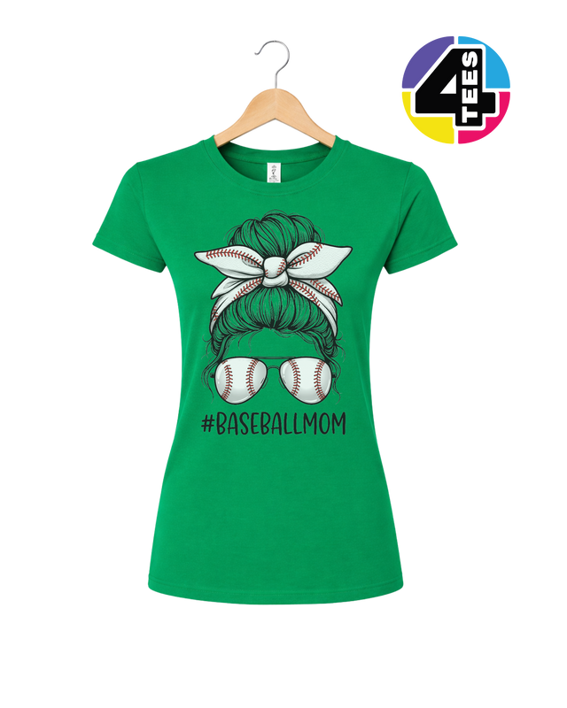 Baseball Mom Messy Bun Women's Tee