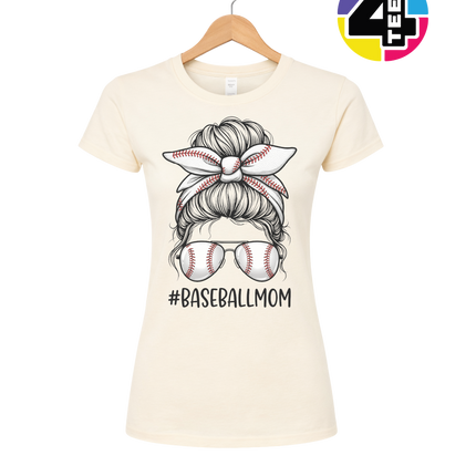 Baseball Mom Messy Bun Women's Tee